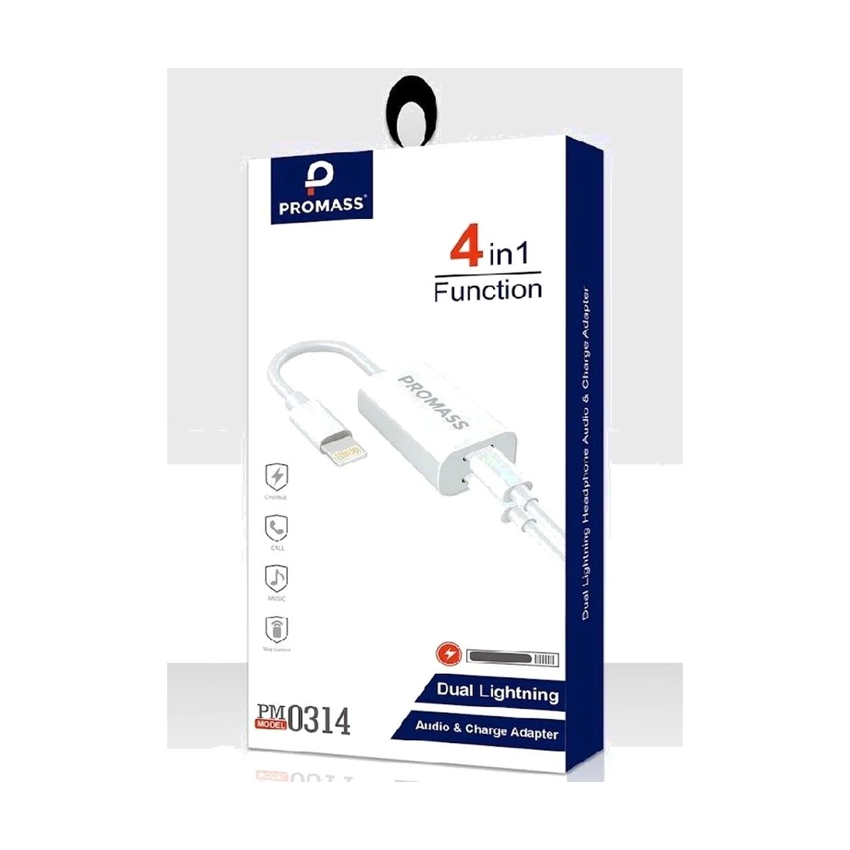 PROMASS محول 4‑في‑1 Lightning مزدوج للشحن وتشغيل الصوت